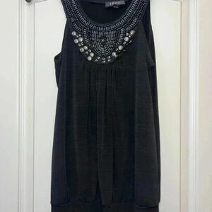 Black Beaded Sleeveless Top